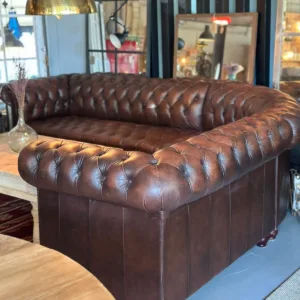 SOFÁ CHESTERFIELD ESQUINERO MARRÓN AUTÉNTICO
