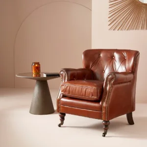 BUTACA CHESTERFIELD CUERO CHOCOLATE