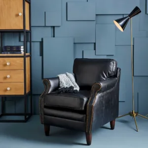 BUTACA CHESTERFIELD CUERO NEGRO KANSAS